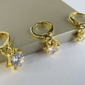 Trio Argolinha Estrelinha de Zircônia Banhado em Ouro 18k