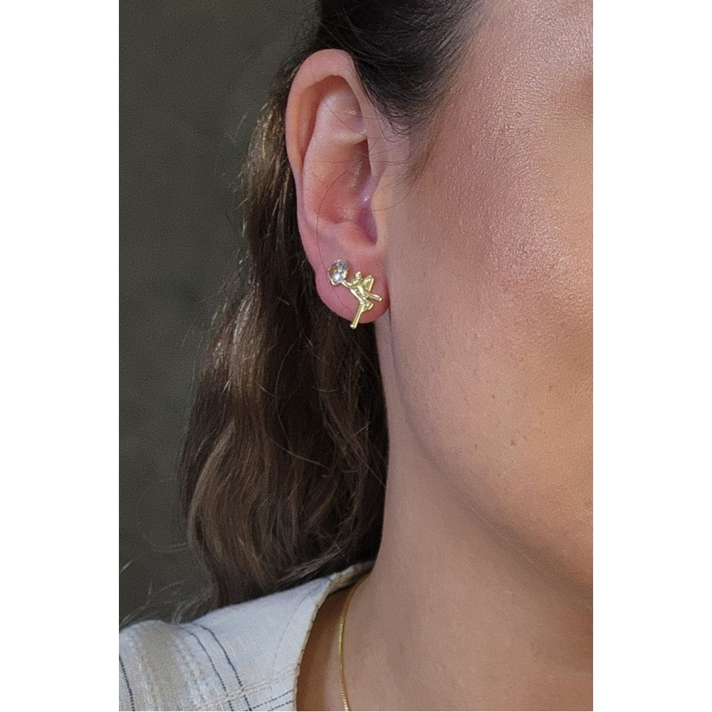 Brinco Pequeno Fé Banhado em Ouro 18k