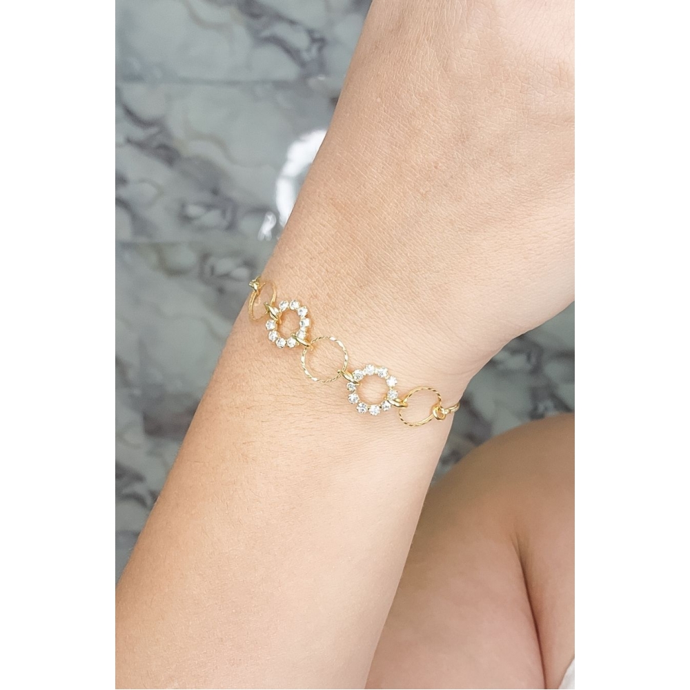 Pulseira Regulável com Arcos Trabalhados Banhado em Ouro 18k