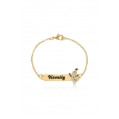 Pulseira Personalizada Chapada Com Nome e Desenho Folheado em Ouro 18k Personagem Unicórnio