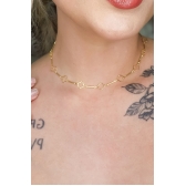 Colar Curto Flor Vazada Banhado em Ouro 18k