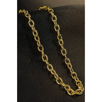 Choker Corrente Com Elos Ovalados Banhado em Ouro 18k