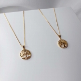 Colar de Arvore da Vida Redondo Folheado em Ouro 18k