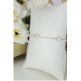 Pulseira de Coração de Pérola Banhado a Ouro 18k