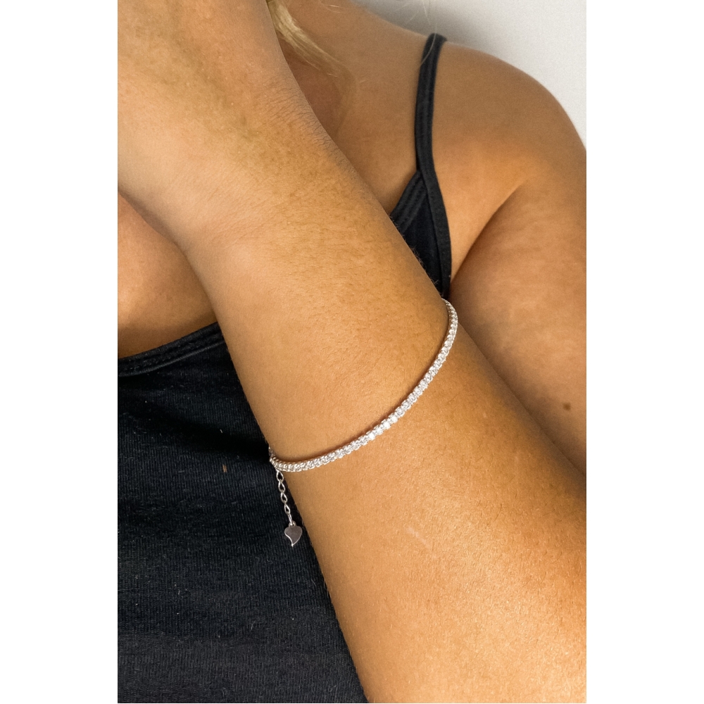 Pulseira Corrente De Zircônia Branca em Prata 925