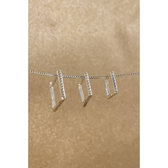 Trio de Argolinhas Quadradas com Zircônia em Prata 925