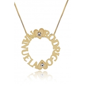 Colar Personalizado com Nomes Filhos Coração Zircônia Folheado Ouro