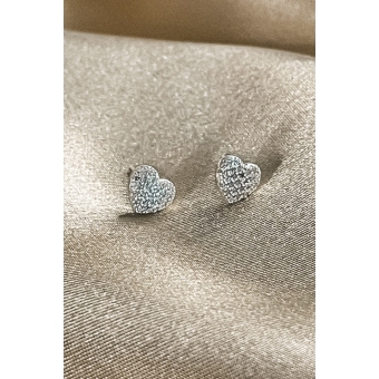 Brinco de Coração com Micro Zircônias em Prata 925