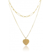 Colar Duplo com Coração Banhado em Ouro 18k