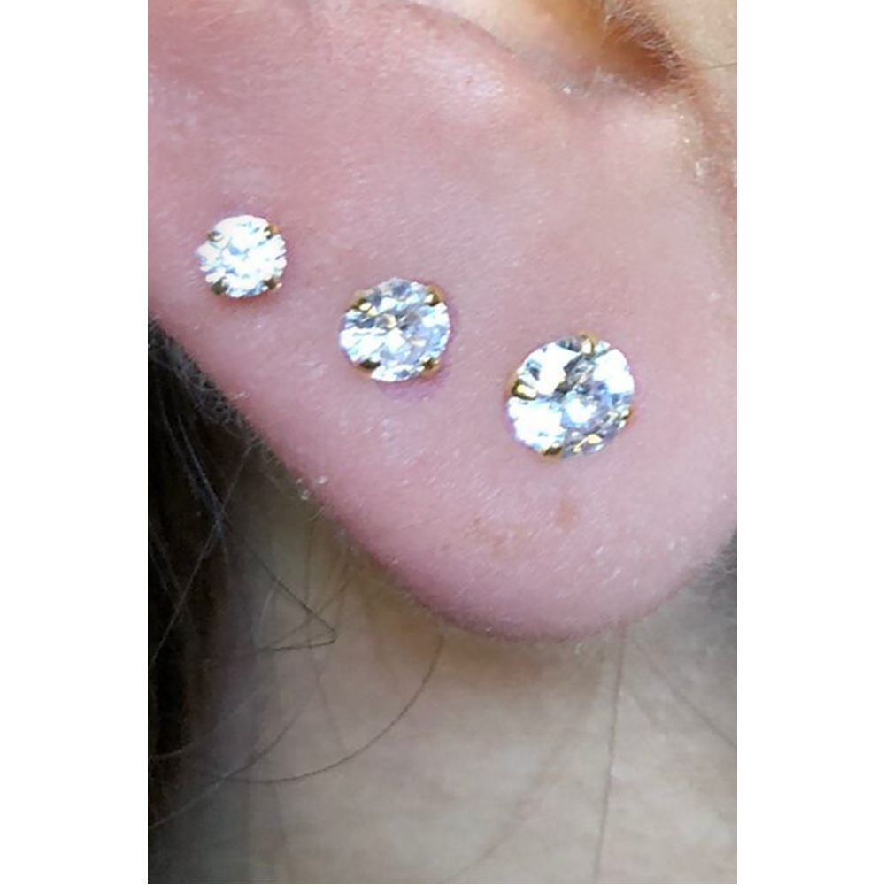 Trio de Brincos Zircônia Banhado em Ouro 18k