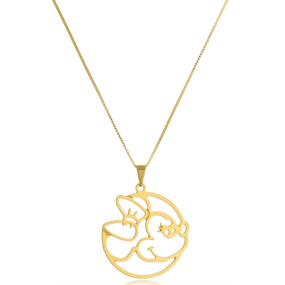 Colar Personalizado Minnie Vazado Folheado em Ouro 18k