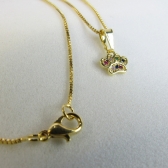 Colar Pingente Patinha De Cachorro Colorida Banhado em Ouro 18k