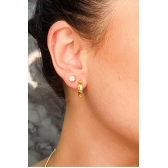 Brinco Argolinha Trabalhada com Vazado Banhado em Ouro 18k