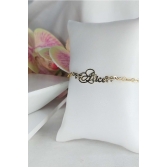 Pulseira com Corrente de Coração e Nome Folheado em Ouro 18K