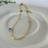 Tornozeleira Com Zircônia Coloridas Banhado em Ouro 18k