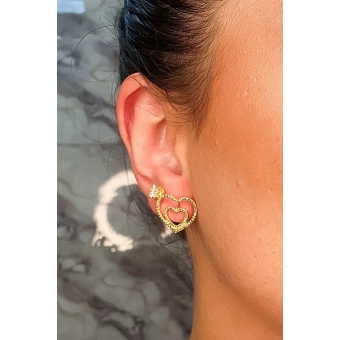 Brinco de Coração Dourado Pequeno Banhado em Ouro 18k