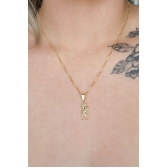 Colar Pingente Menino com Zircônia Colorida Banhado em Ouro 18k