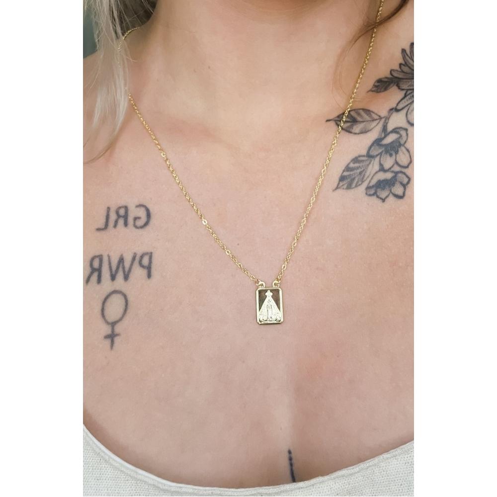 Escapulário com Mini Medalhas Banhado em Ouro 18k
