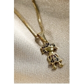 Colar Pingente Menina com Zircônia Colorida Banhado em Ouro 18k