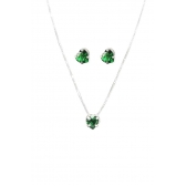 Conjunto Coração com Zircônia Verde em Prata 925