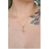 Colar Pingente Borboleta com Zircônia Colorida Banhado em Ouro 18k