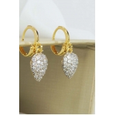 Brinco Argolinha com Pingente Cravejado de Zircônias Banhado em Ouro 18k