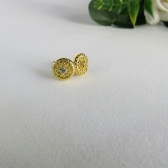 Brinco Círculo Pequeno Com Zircônia Central Banhado em Ouro 18k