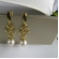 Brinco Grande de Fio com Circulo Dourado e Pérola Banhado em Ouro 18k