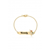 Pulseira Personalizada Chapada Com Nome e Desenho Folheado em Ouro 18k Personagem Hello Kitty