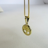 Colar Com Pingente De Circulo Da Árvore Da Vida Com Zircônia Colorida Banhado em Ouro 18k