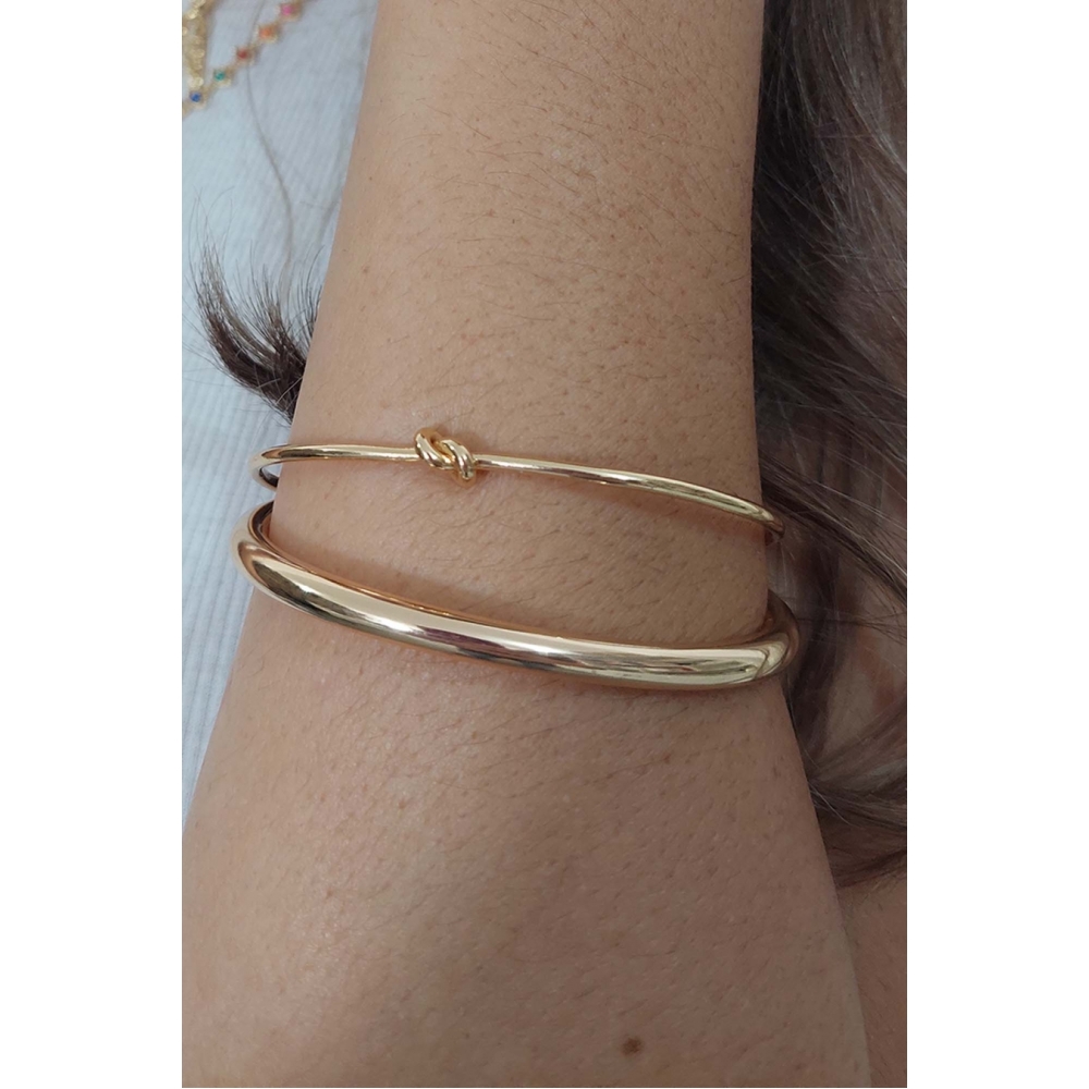 Bracelete Liso Redondo Banhado em Ouro 18k