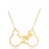 Colar Personalizado Mickey e Minnie Entrelaçados Folheado em Ouro 18k