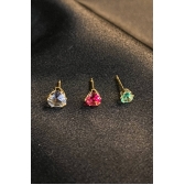 Trio de Zirconia Colorida Banhado em Ouro 18k