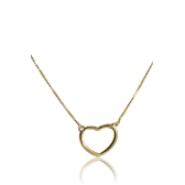 Colar Curto com Coração Liso Vasado Banhado em Ouro 18k