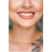 Choker Corrente com Bolinha Lisa Banhado em Ouro 18k