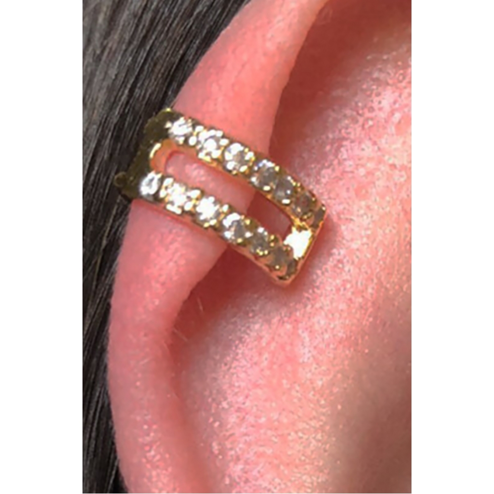 Piercing Fake Vazado com Zircônia Banhado em Ouro 18k