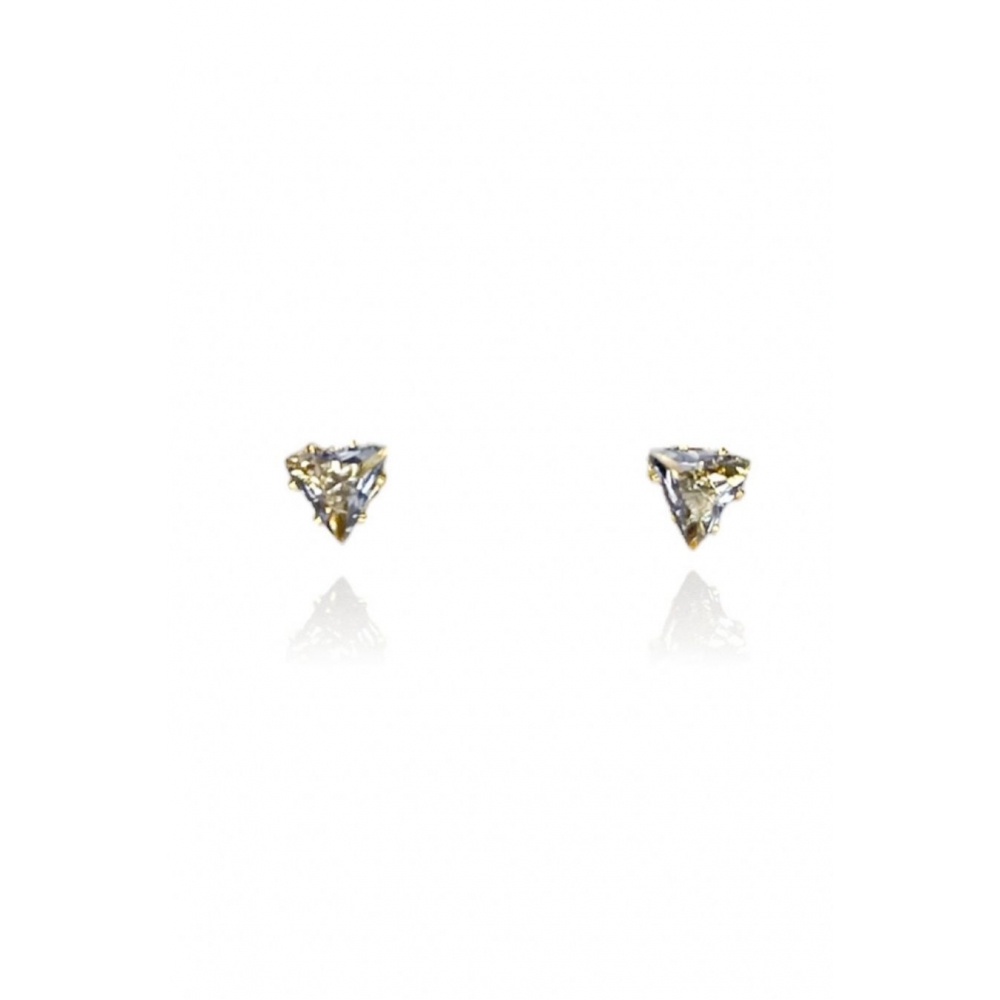 Brinco Triângulo com Zircônia Lavanda Banhado em Ouro 18k