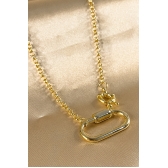 Colar Corrente de Elo Largo com Fecho Boia e Mosquetão Banhado em Ouro 18k