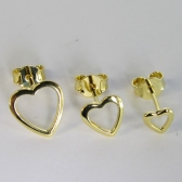 Trio de Corações Vazados Banhado em Ouro 18k