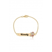 Pulseira Personalizada Chapada Com Nome e Desenho Folheado em Ouro 18k Personagem Hello Kitty