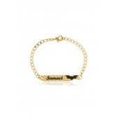 Pulseira Personalizada Chapada Com Nome e Desenho Folheado em Ouro 18k Personagem Hello Kitty