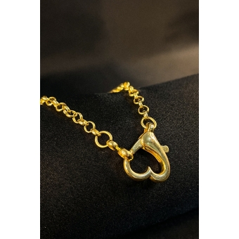 Pulseira com Design de Elos Finos e Fecho de Coração Banhado em Ouro 18k