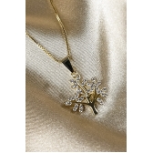Colar Pingente Árvore da Vida com Zircônias Brancas Banhado em Ouro 18k