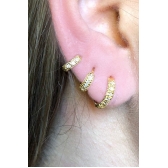 Trio de Argolinhas Com Zirconia Banhado em Ouro 18k