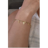 Pulseira com Pequenos Pingentes de Árvore da Vida Banhado em Ouro 18k