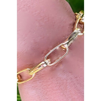 Pulseira de Elos Intercalados Grandes Banhados a Ouro 18k