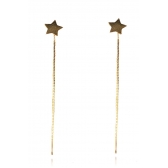 Brinco de Fio Com Estrela Banhado em Ouro 18k