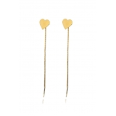 Brinco de Fio com Coração Chapado Banhado em Ouro 18k