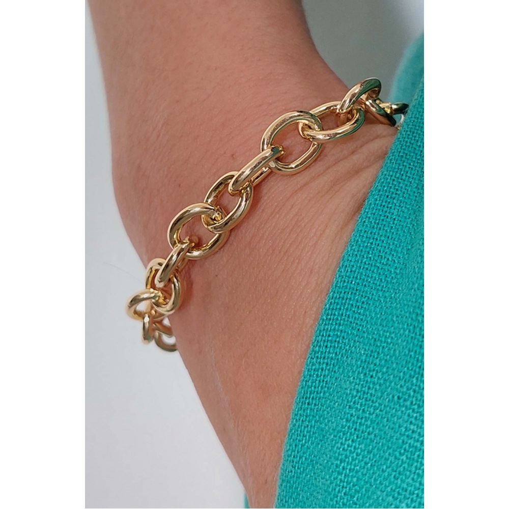 Pulseira Com Elo Oval Médio Banhados em Ouro 18k