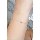 Pulseira de Bolinha com Cruz e Zircônia em Prata 925